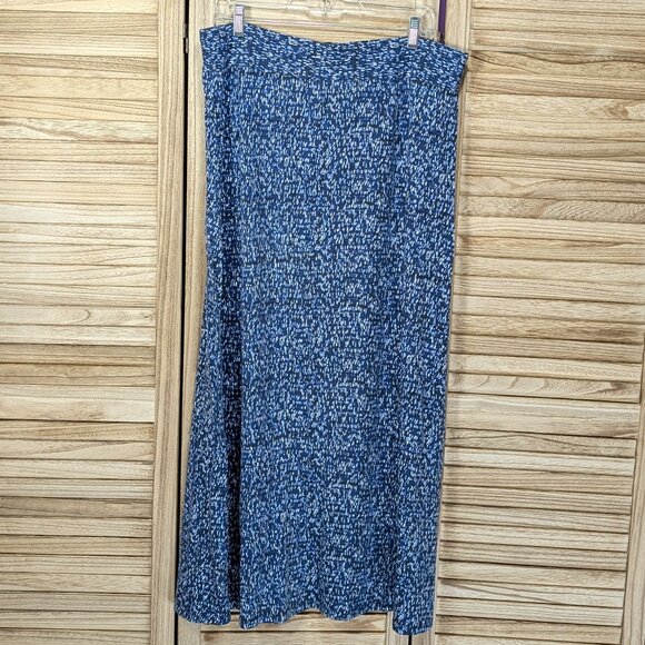 Roz & Ali Blue Patterned Maxi Skirt Size 1X - Picture 1 of 6